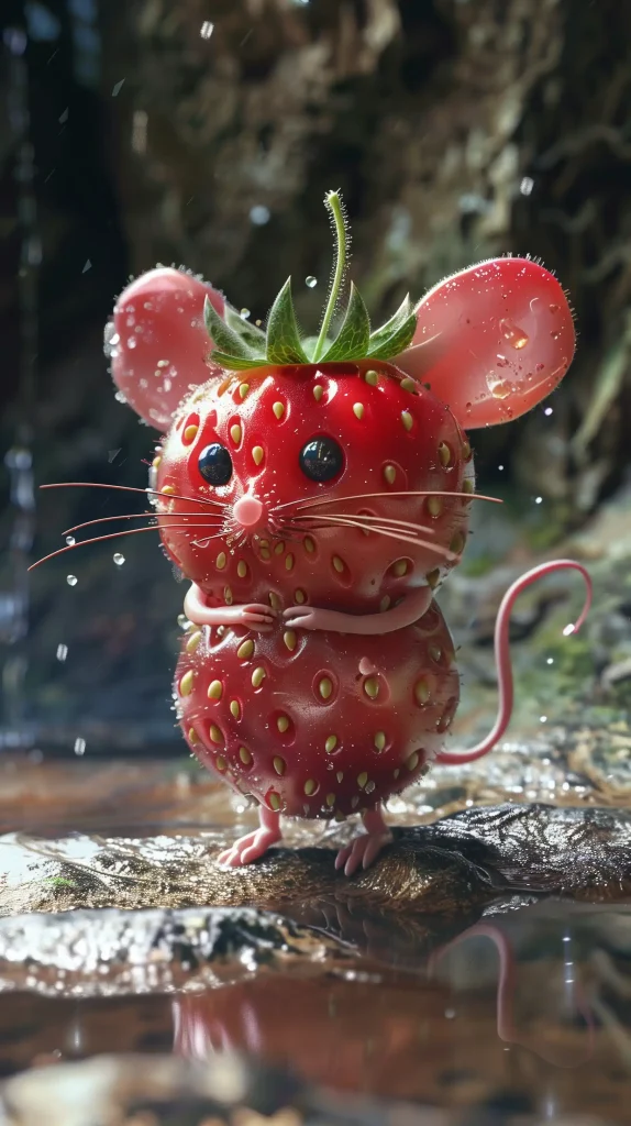 AI图库-草莓小老鼠Strawberry Mouse in Cave-来源于youpsd.com