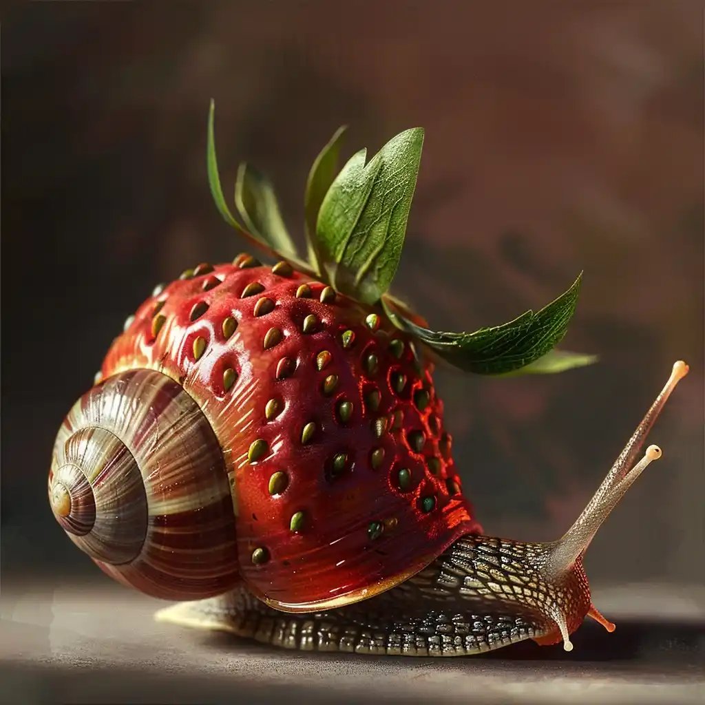 AI图库-草莓蜗牛Realistic Strawberry Snail-来源于youpsd.com