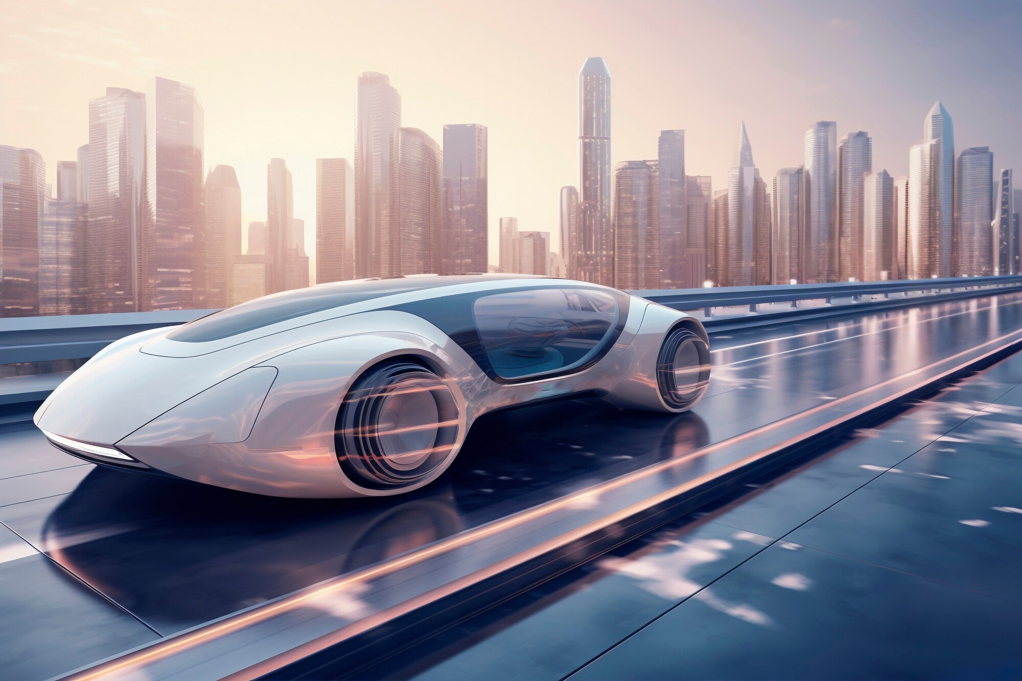 AI图库-跑车未来世界Modern car on futuristic road-来源于youpsd.com